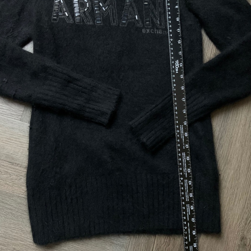 Vintage Armani Exchange Sweater Womens Small Black Angora Blend Knit Y2K Logo - Picture 8 of 8